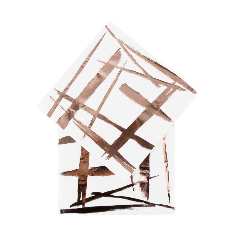 16 Pack Rose Gold Brush Stroke Napkins - 33cm x 33cm - The Base Warehouse