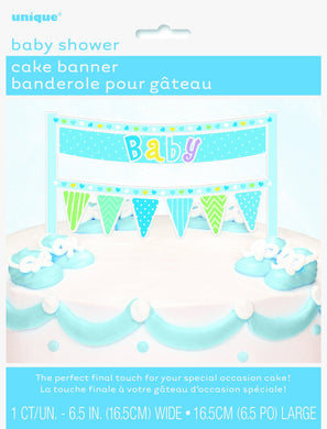 Blue Dots Baby Shower Cake Banner - 16.5cm - The Base Warehouse
