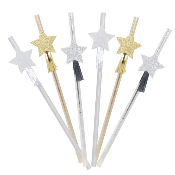 10 Pack New Year Paper Straws - 19.5cm