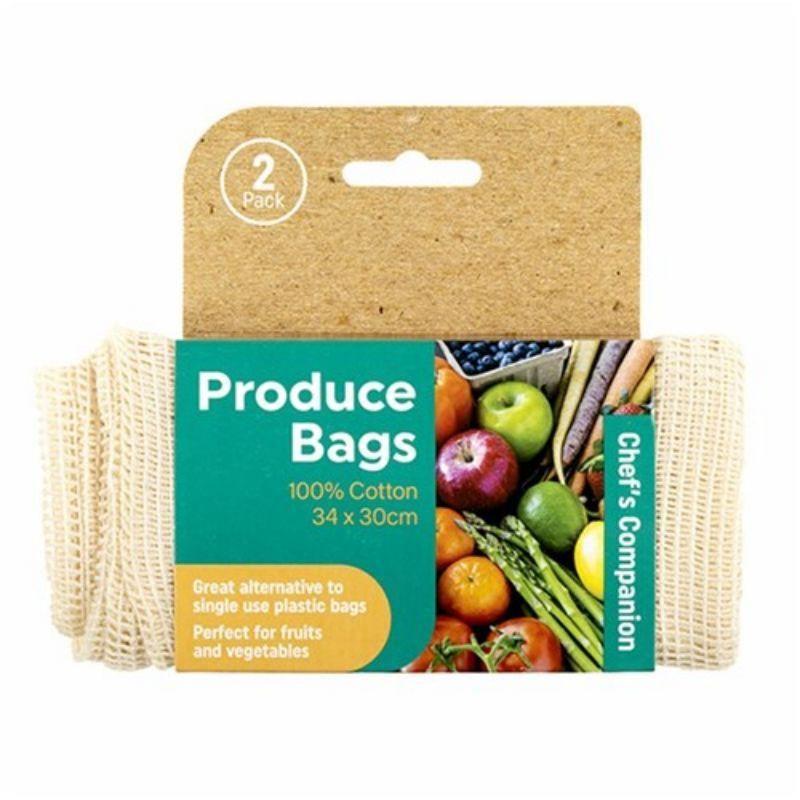 2 Pack Cotton Produce Bags - 30cm x 34cm