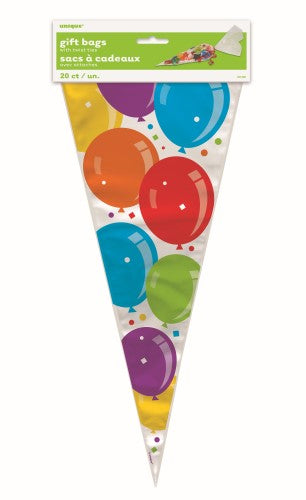 20 Pack Balloons Cone Shaped Cello Bags - 16.5cm W x 38cm H
