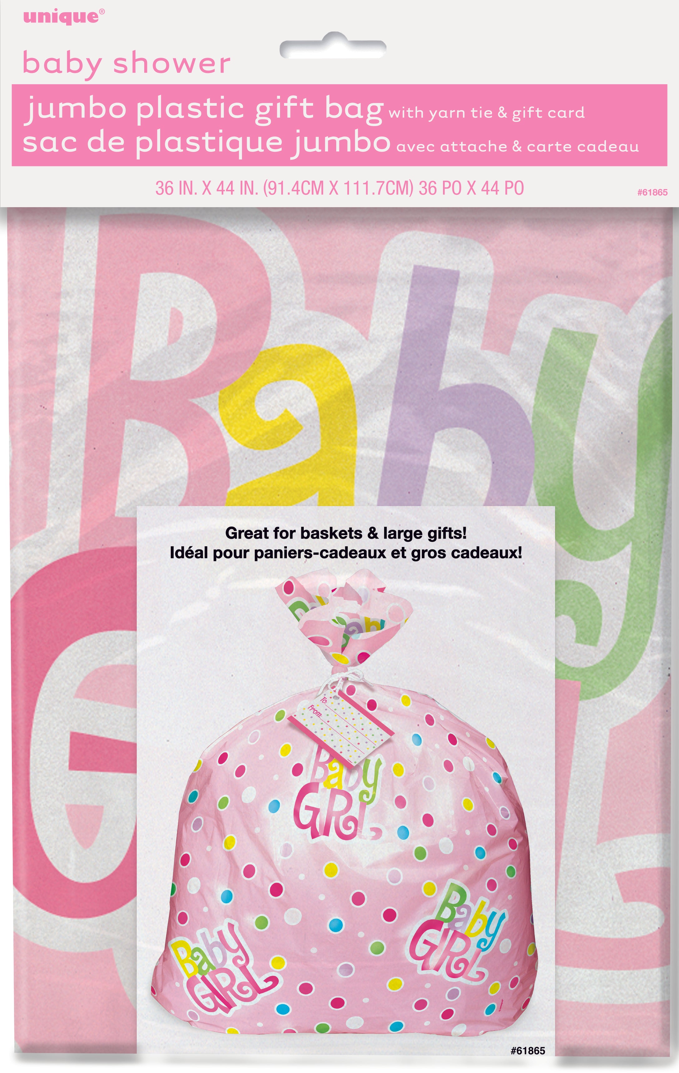 Pink Dots Baby Shower Girl Jumbo Cello Bag with Gift Card - 91.4cm x 111.7cm