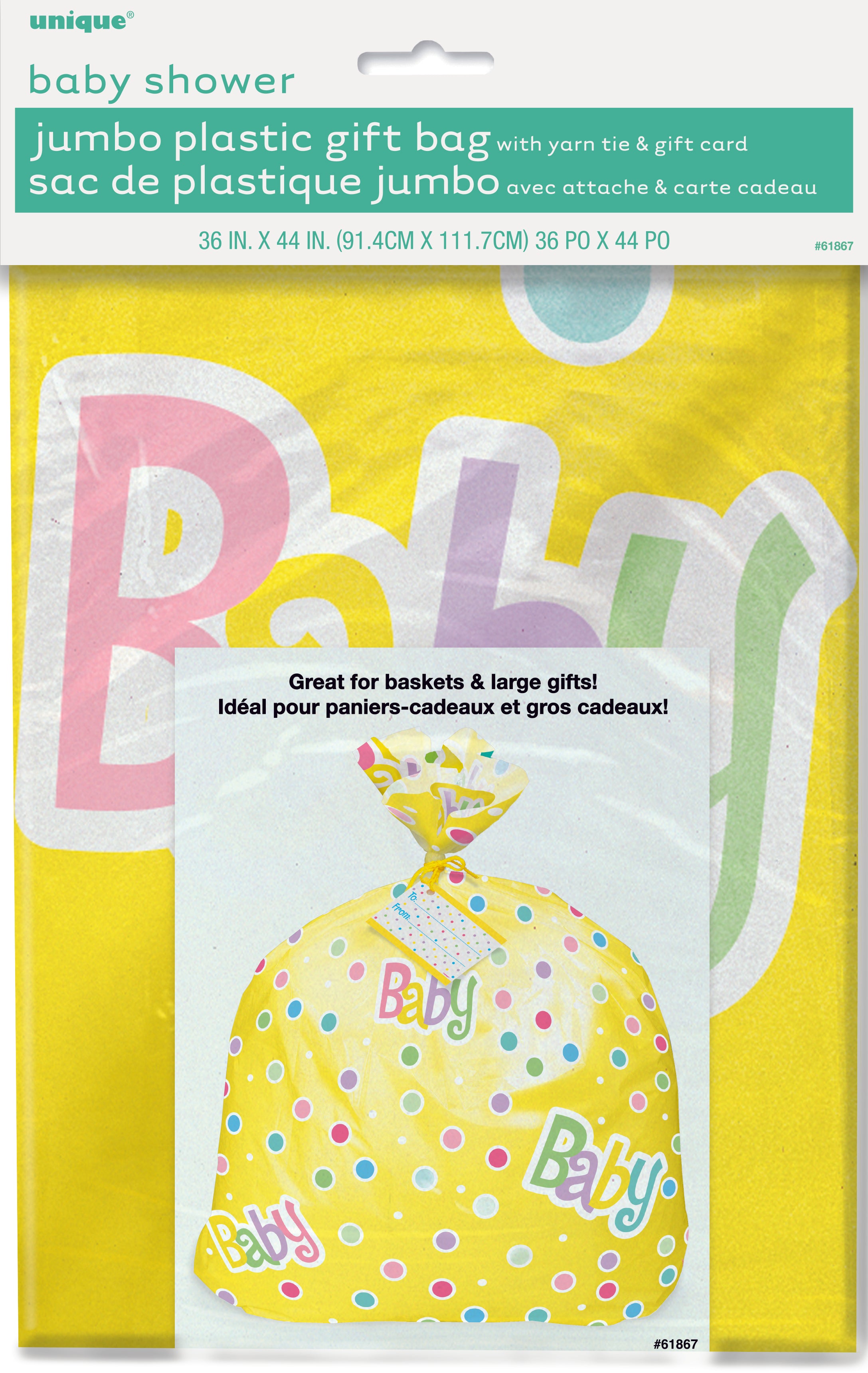 Polka Dots Baby Shower Jumbo Cello Bag with Gift Card - 91.4cm x 111.7cm