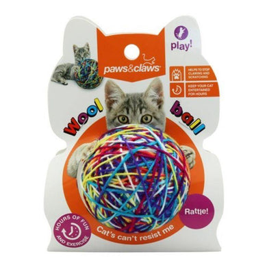 Cat Toy Wool Ball with Rattle - 9cm - The Base Warehouse