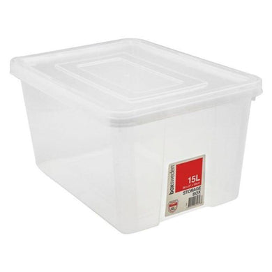 Clear Storage Box 15L - 38cm x 27cm x 20cm - The Base Warehouse