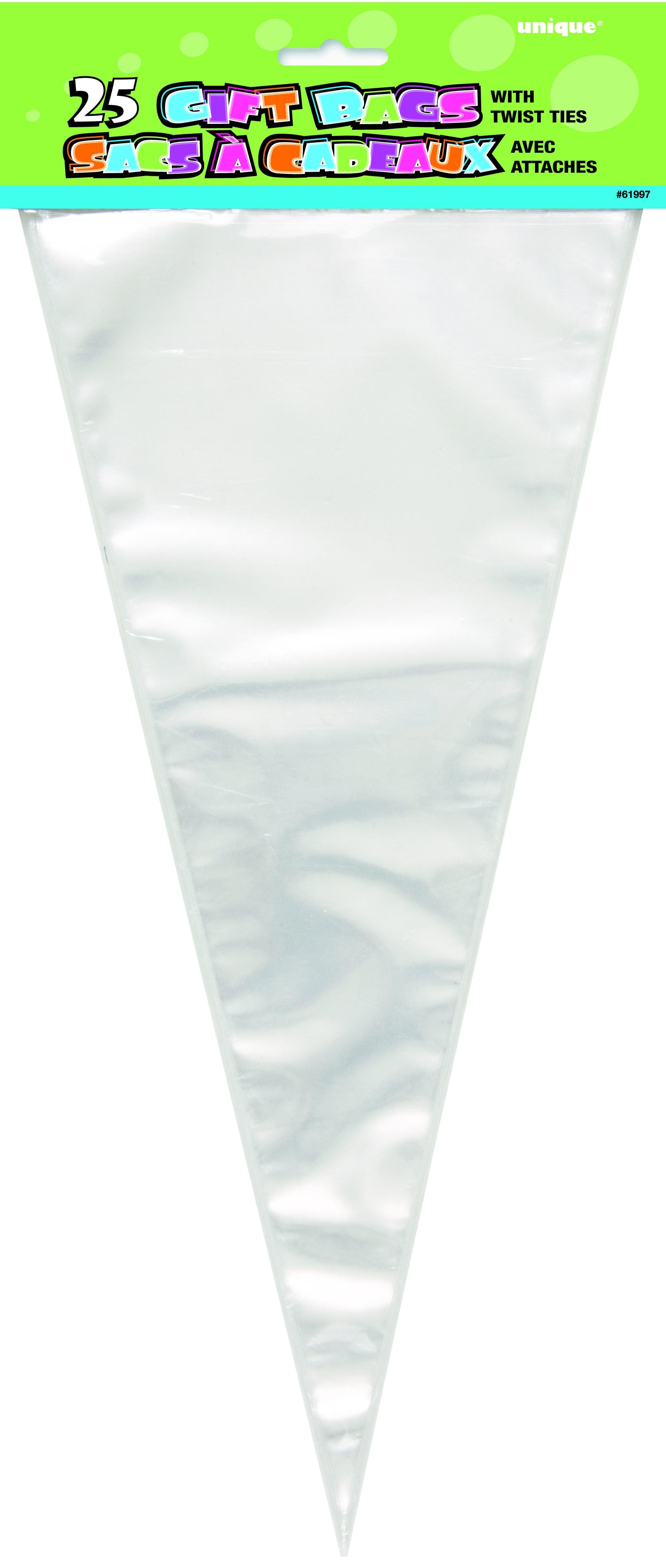 25 Pack Clear Cone Cello Bags - 37.5cm H x 17cm W - The Base Warehouse