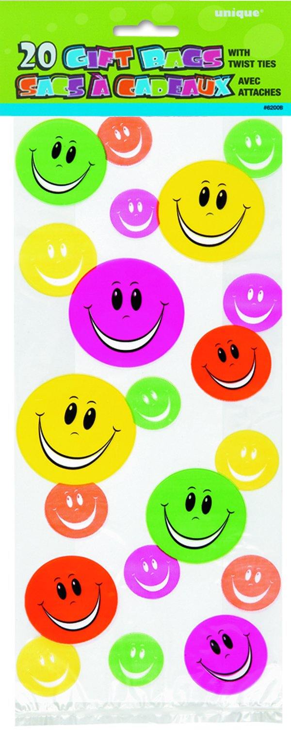 20 Pack Smiley Cello Bags - 12.5cm W x 28cm H - The Base Warehouse