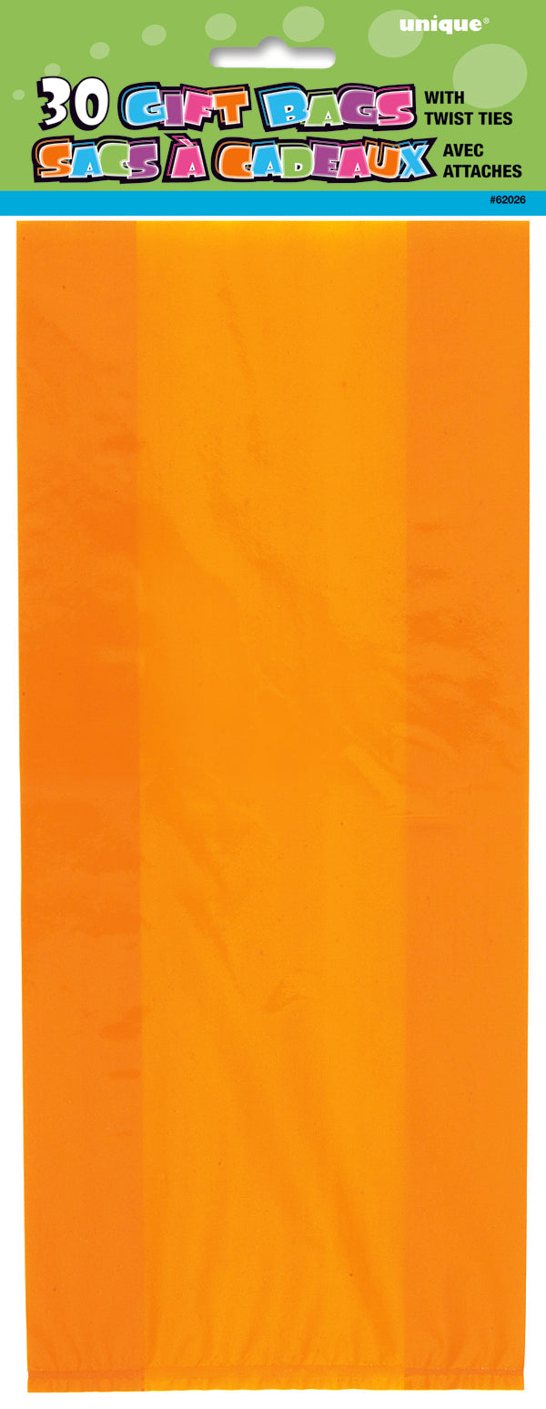 30 Pack Orange Cello Bags - 12.5cm W x 28cm H