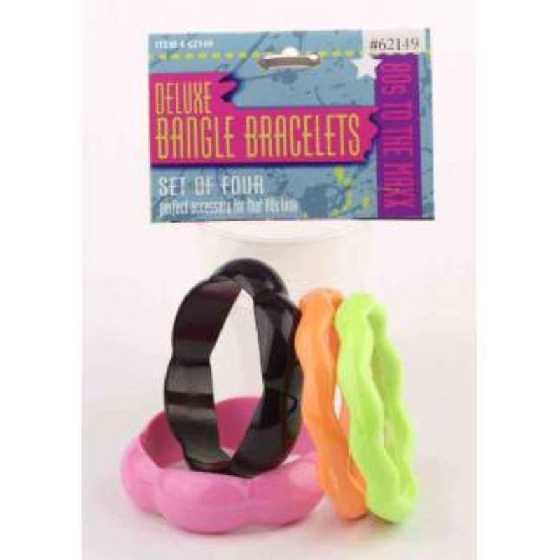 4 Pack 80s Neon Bangle Bracelets - The Base Warehouse