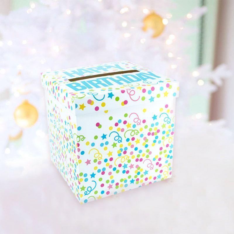 Foldable Happy Birthday Dot Box - 20.5cm - The Base Warehouse