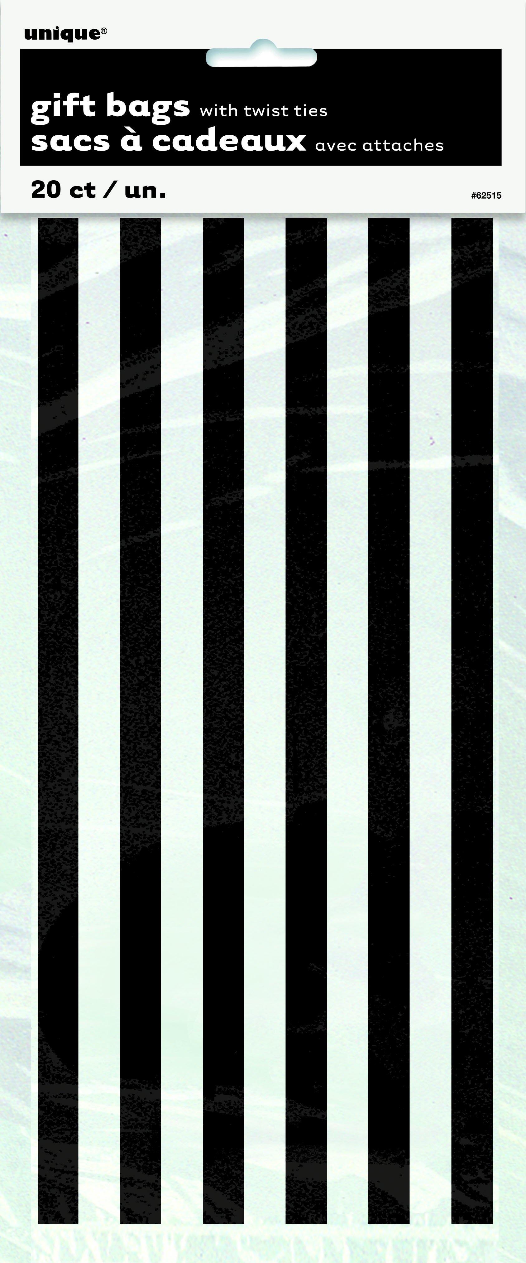 20 Pack Midnight Black Stripes Cello Bags - 12.5cm W x 28cm H