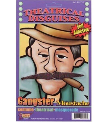 Mens Brown Gangster Moustache - The Base Warehouse
