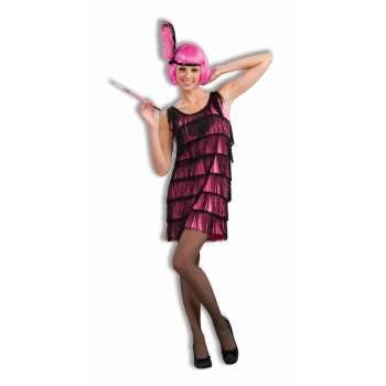 Adults Jazzy Pink Flapper Costume - Small