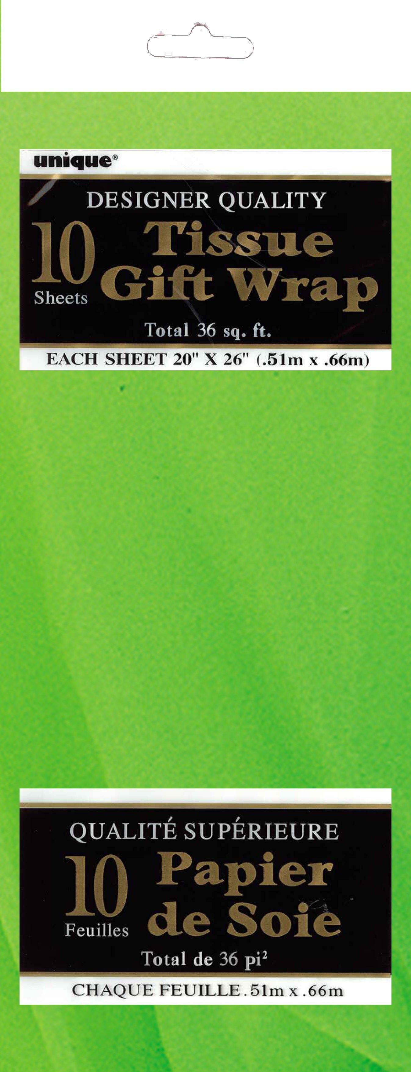 10 Pack Lime Green Tissue Sheets - 51cm x 66cm - The Base Warehouse