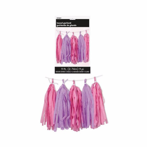 Pink/Purple Tassel Garland - 2.74m