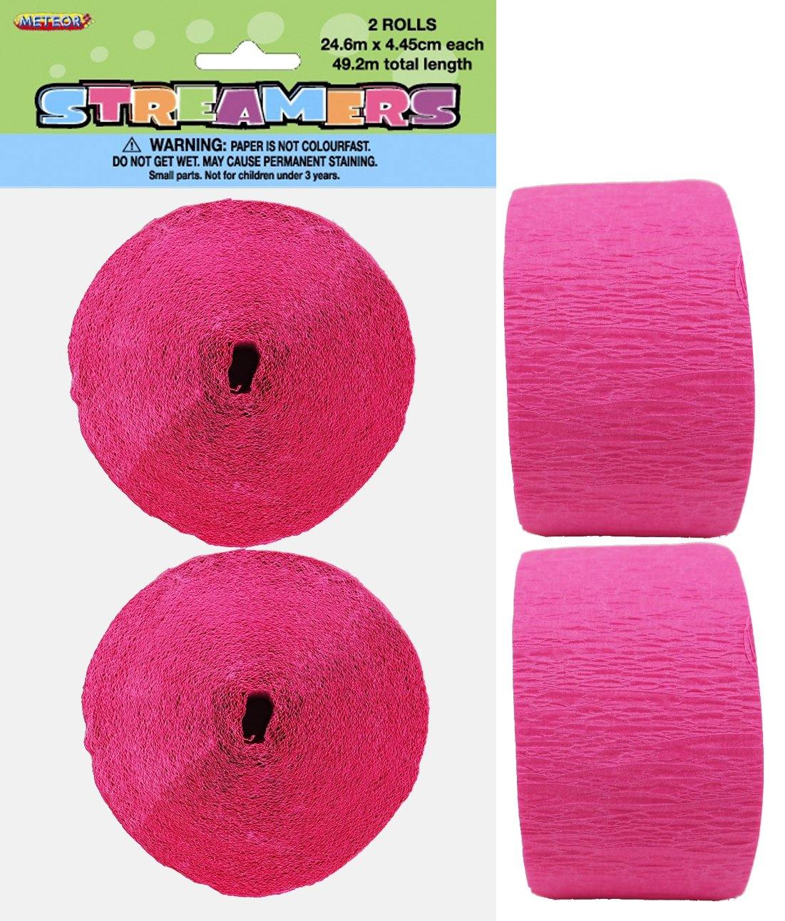 2 Pack Hot Pink Crepe Streamers - 24m - The Base Warehouse