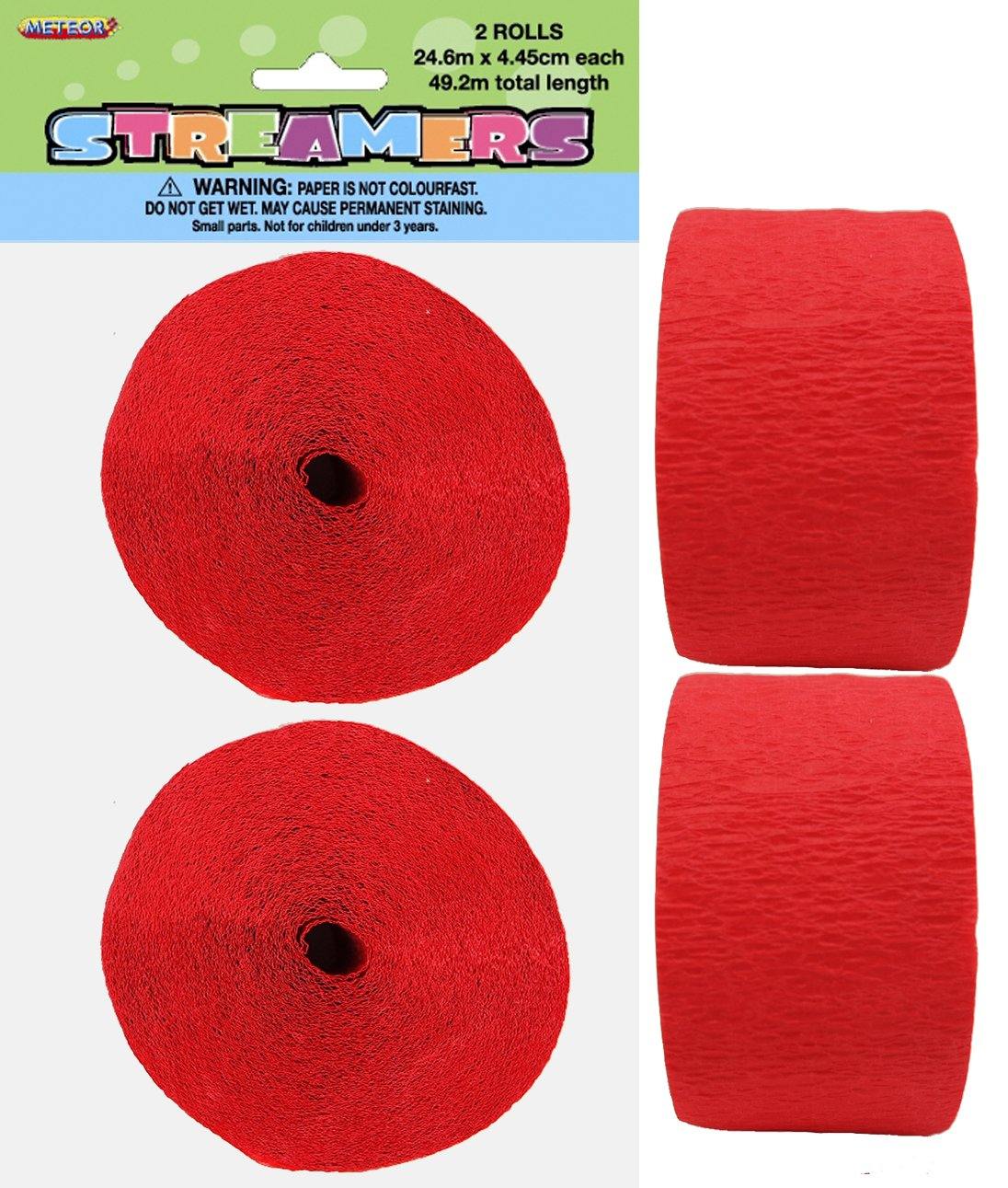 2 Pack Ruby Red Crepe Streamers - 24m - The Base Warehouse