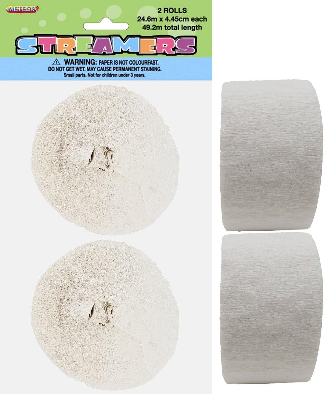 2 Pack Bright White Crepe Streamers - 24m - The Base Warehouse
