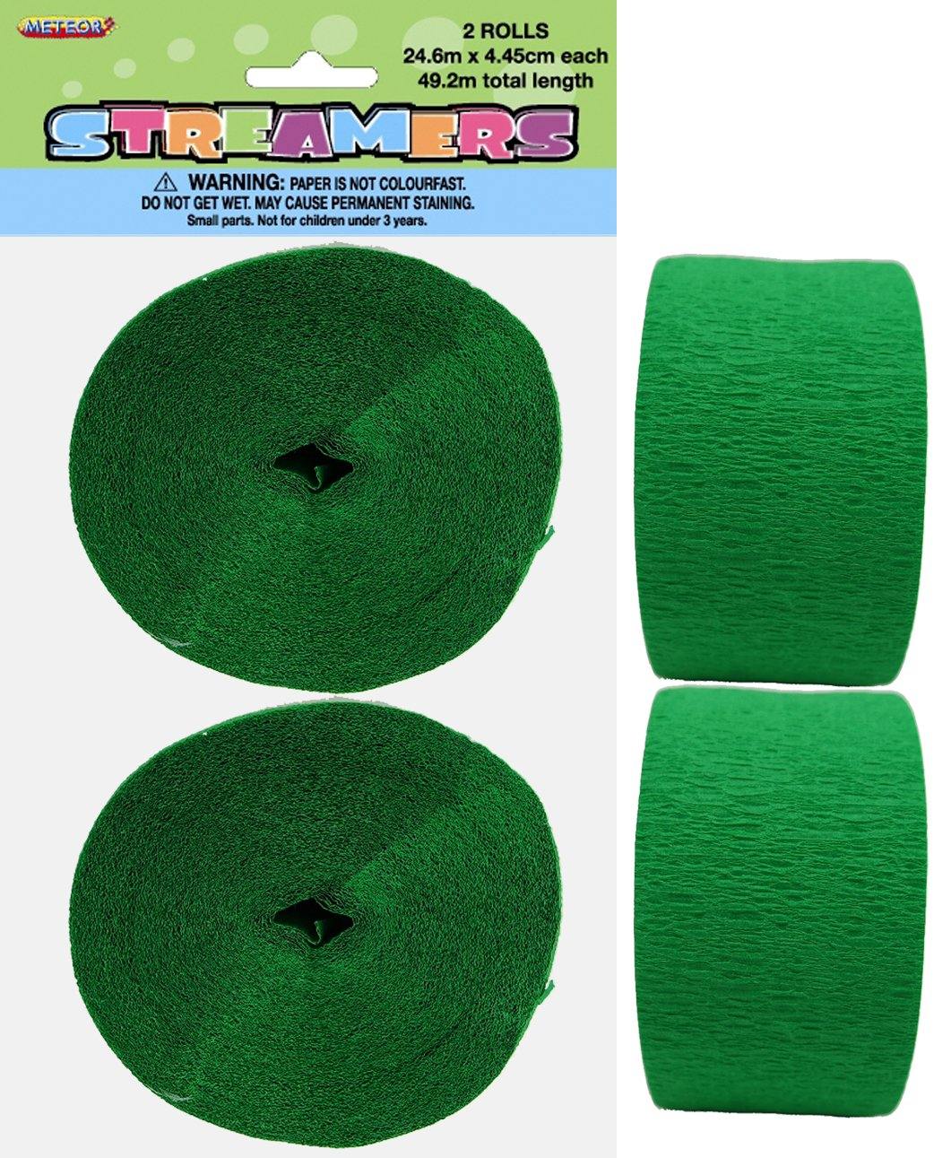 2 Pack Emerald Green Crepe Streamers - 24m - The Base Warehouse