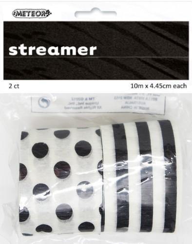 2 Pack Midnight Black Stripes & Dots - 10m x 4.45cm - The Base Warehouse