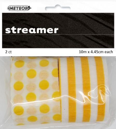 2 Pack Sunflower Yellow Stripes & Dots - 10m x 4.45cm - The Base Warehouse