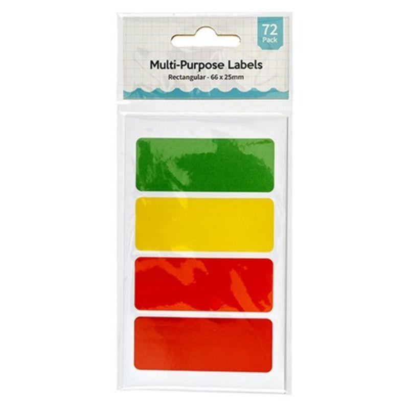 Rectangle Coloured Multi-Purpose Labels - 66mm x 25mm - The Base Warehouse