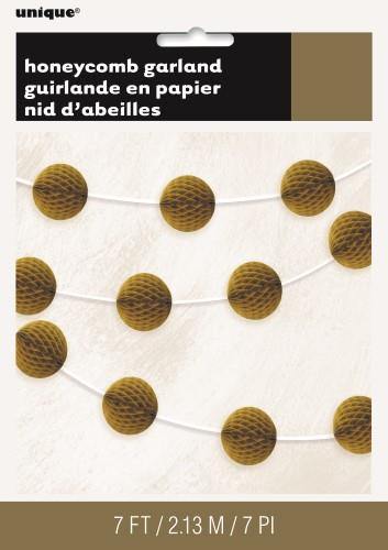 Gold Honeycomb Ball Garland - 2.13m - The Base Warehouse