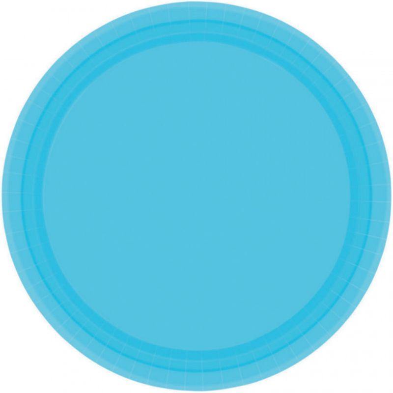 20 Pack Caribbean Blue Paper Plates - 17cm - The Base Warehouse