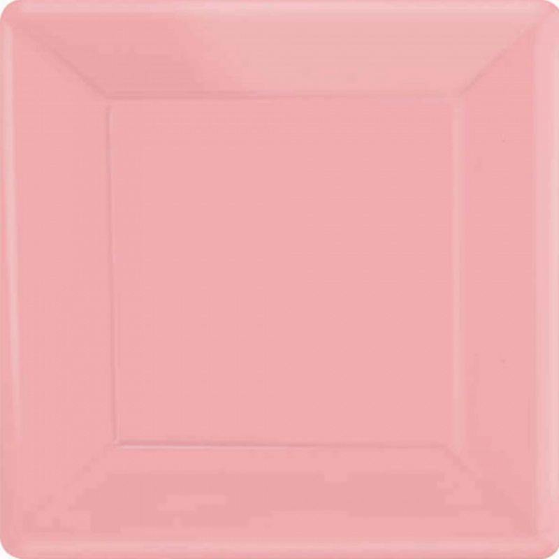 20 Pack New Pink Square Paper Plates - 17cm - The Base Warehouse