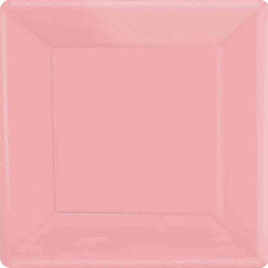 20 Pack New Pink Square Paper Plates - 17cm - The Base Warehouse