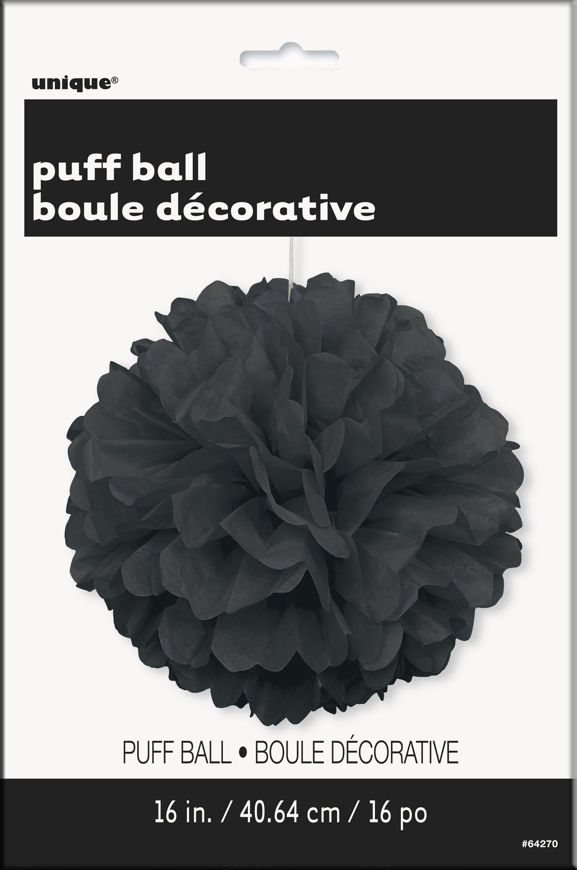 Midnight Black Puff Ball Decoration - 40cm - The Base Warehouse