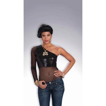 Black Hip Hop Sequin Mesh Top - One size fits most - The Base Warehouse