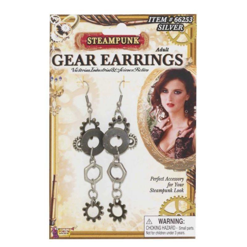 Steampunk Silver Gear Earrings - The Base Warehouse