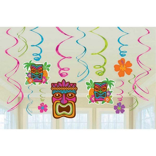 Tiki Foil Swirl Hanging Decorations Value Pack - The Base Warehouse