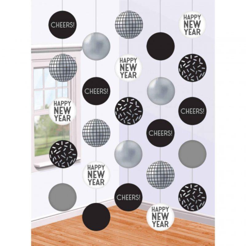 5 Pack Disco Ball Drop Hanging Circle Decorations - 1.5m - The Base Warehouse
