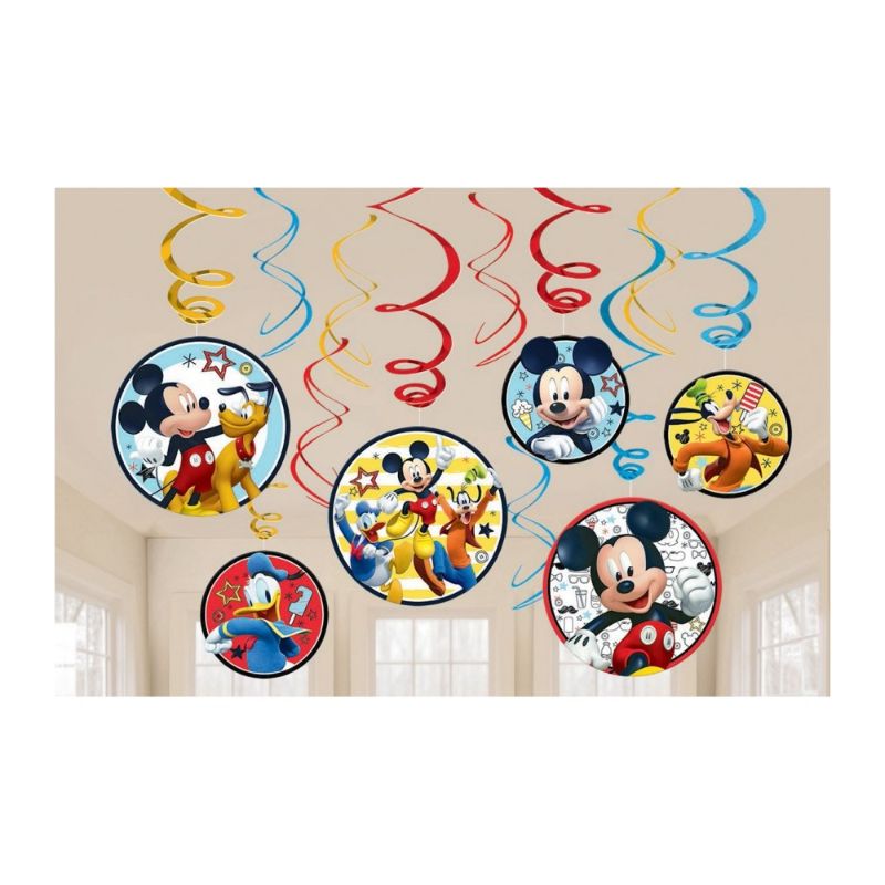 12 Pack Mickey on the Go Value Pack Foil Swirl Decorations