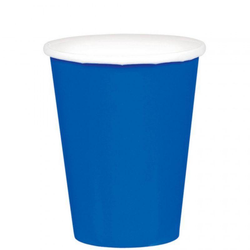 20 Pack Bright Royal Blue Paper Cups - 266ml - The Base Warehouse