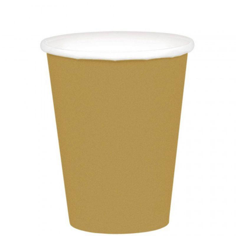 20 Pack New Gold Paper Cups - 266ml - The Base Warehouse