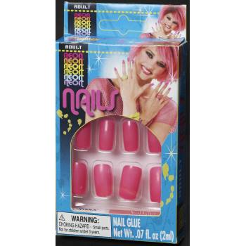 Pink Neon Finger Nails