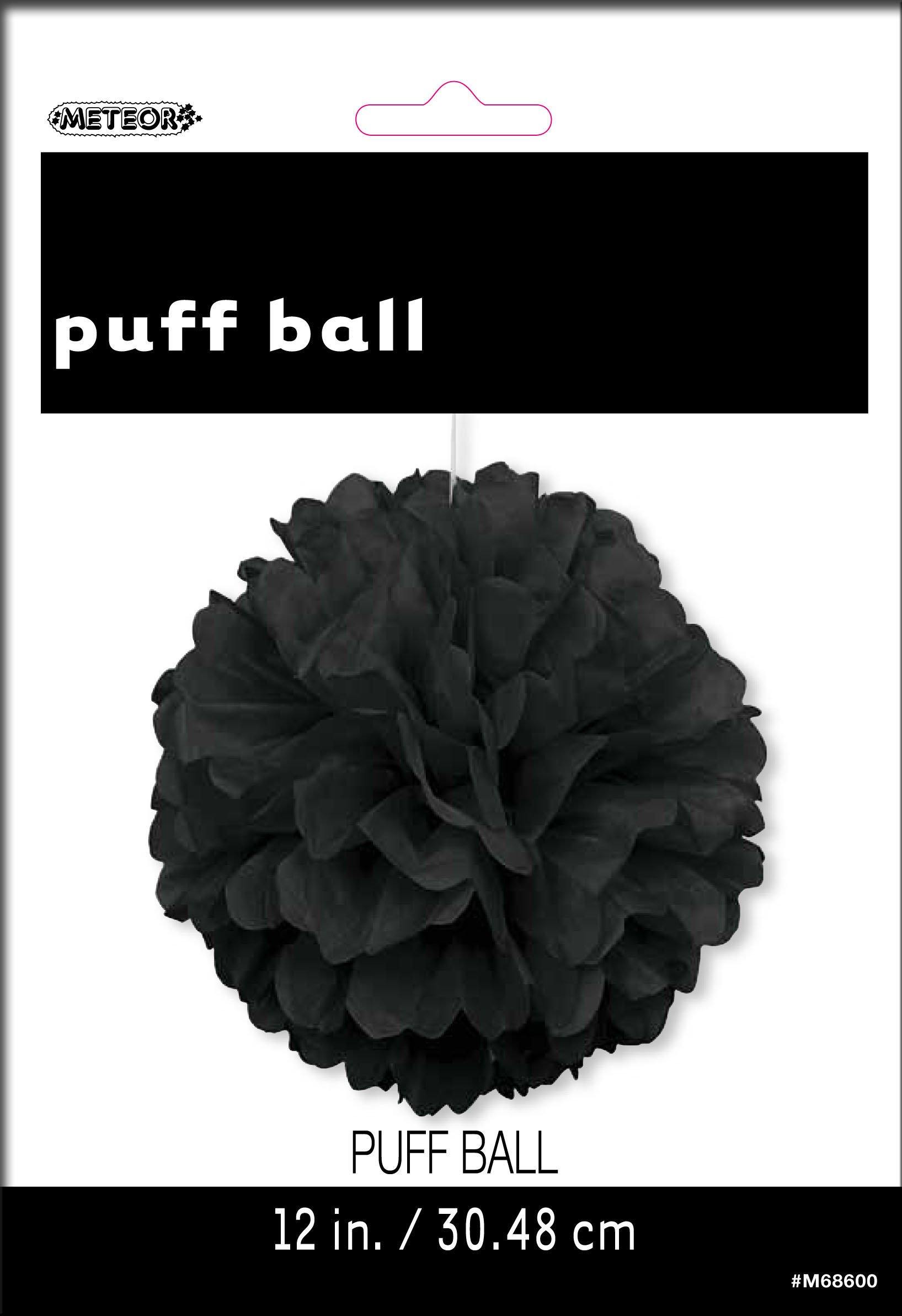 Midnight Black Puff Ball Decoration - 30cm - The Base Warehouse