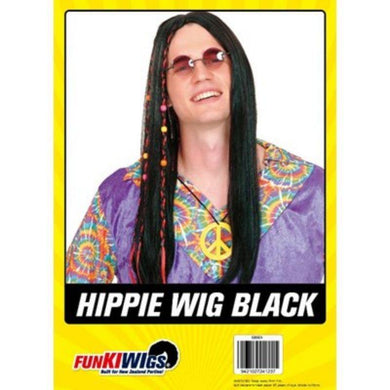 Mens Black Hippie Wig - The Base Warehouse