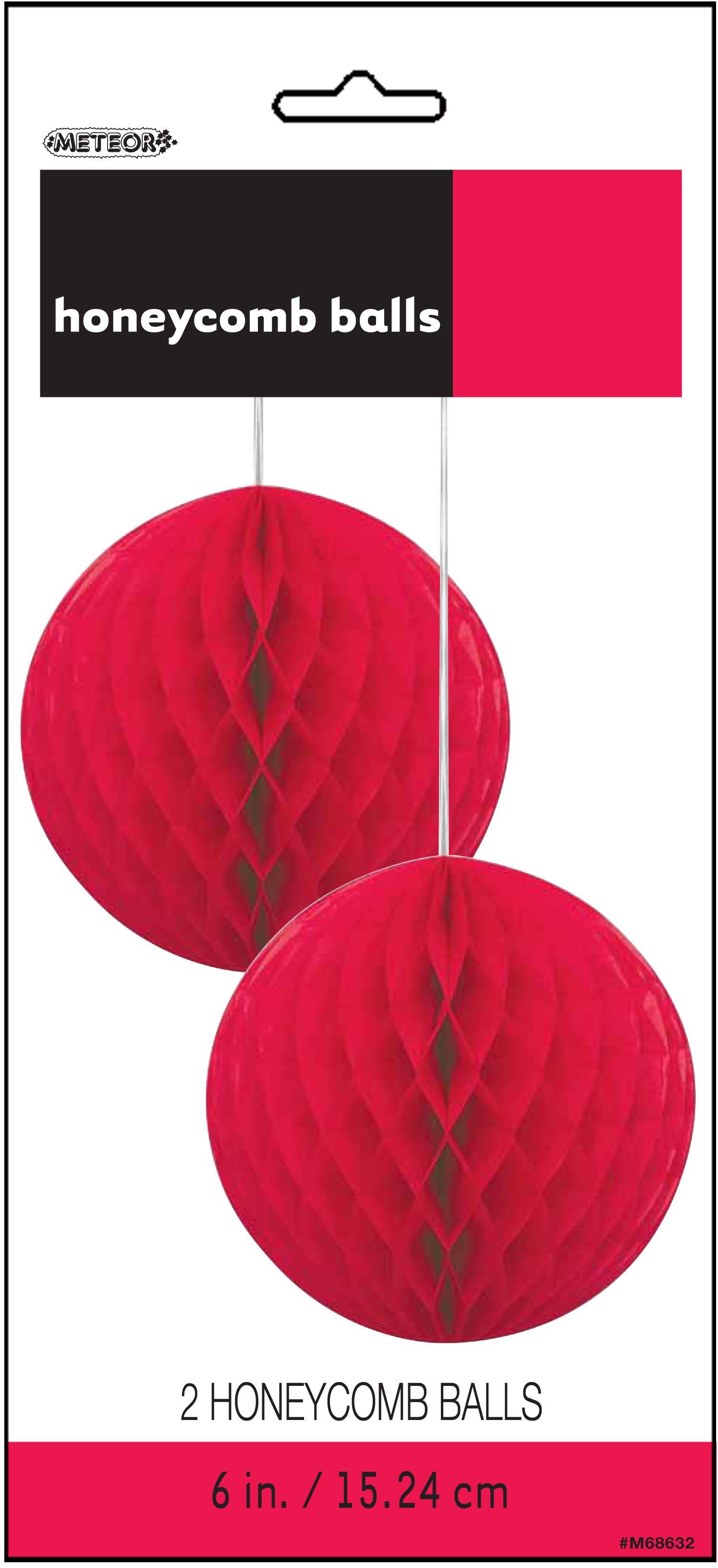 2 Pack Ruby Red Honeycomb Balls - 15.24cm - The Base Warehouse
