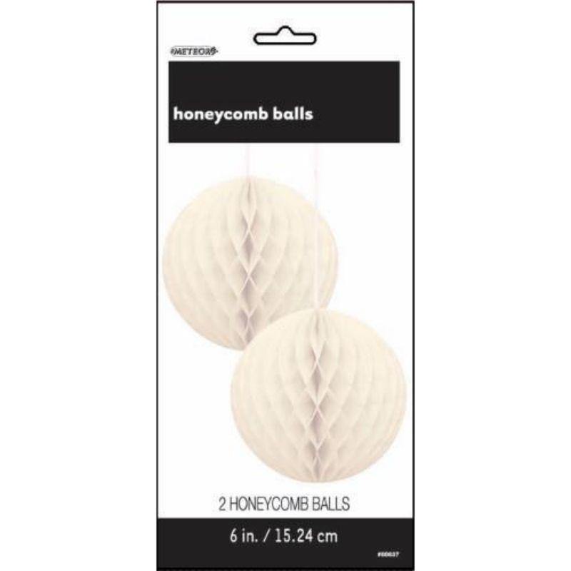2 Pack Bright White Honeycomb Balls - 15cm - The Base Warehouse