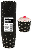 Load image into Gallery viewer, 25 Pack Midnight Black Dots Paper Baking Cups - The Base Warehouse
