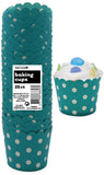 Load image into Gallery viewer, 25 Pack Caribbean Teal Dots Paper Baking Cups - The Base Warehouse
