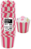 Load image into Gallery viewer, 25 Pack Hot Pink Stripes Paper Baking Cups - The Base Warehouse

