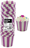 Load image into Gallery viewer, 25 Pack Pretty Purple Stripes Paper Baking Cups - The Base Warehouse
