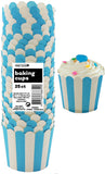 Load image into Gallery viewer, 25 Pack Powder Blue Stripes Paper Baking Cups
