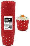 Load image into Gallery viewer, 25 Pack Ruby Red Stars Paper Baking Cups
