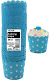 Load image into Gallery viewer, 25 Pack Powder Blue Stars Paper Baking Cups - The Base Warehouse
